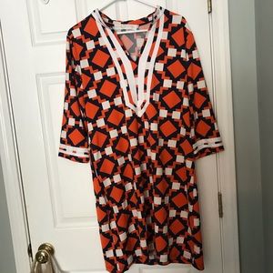 Tracy Negoshian Orange and Blue Dress